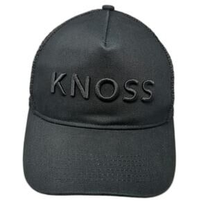 KNOSS Performance Trucker Hat Black One Size 3D Embroidery Mesh Back Snapback